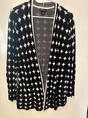 BYdesign Bold Black & White Open-Front Polka Dot Cardigan